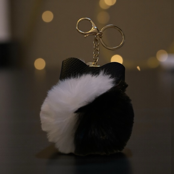 Accessories - Elegant Black and White Pom Pom Keychain